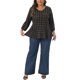 thumbnail image 2 of Agnes Orinda Conjuntos de Halloween para Mujeres Tallas Grandes Blusa Manga 3/4 Cuello en V Botones Decorativos Casual Túnica de Cuadros Camiseta de Manga Larga 4X Marrón Oscuro, 2 of 5