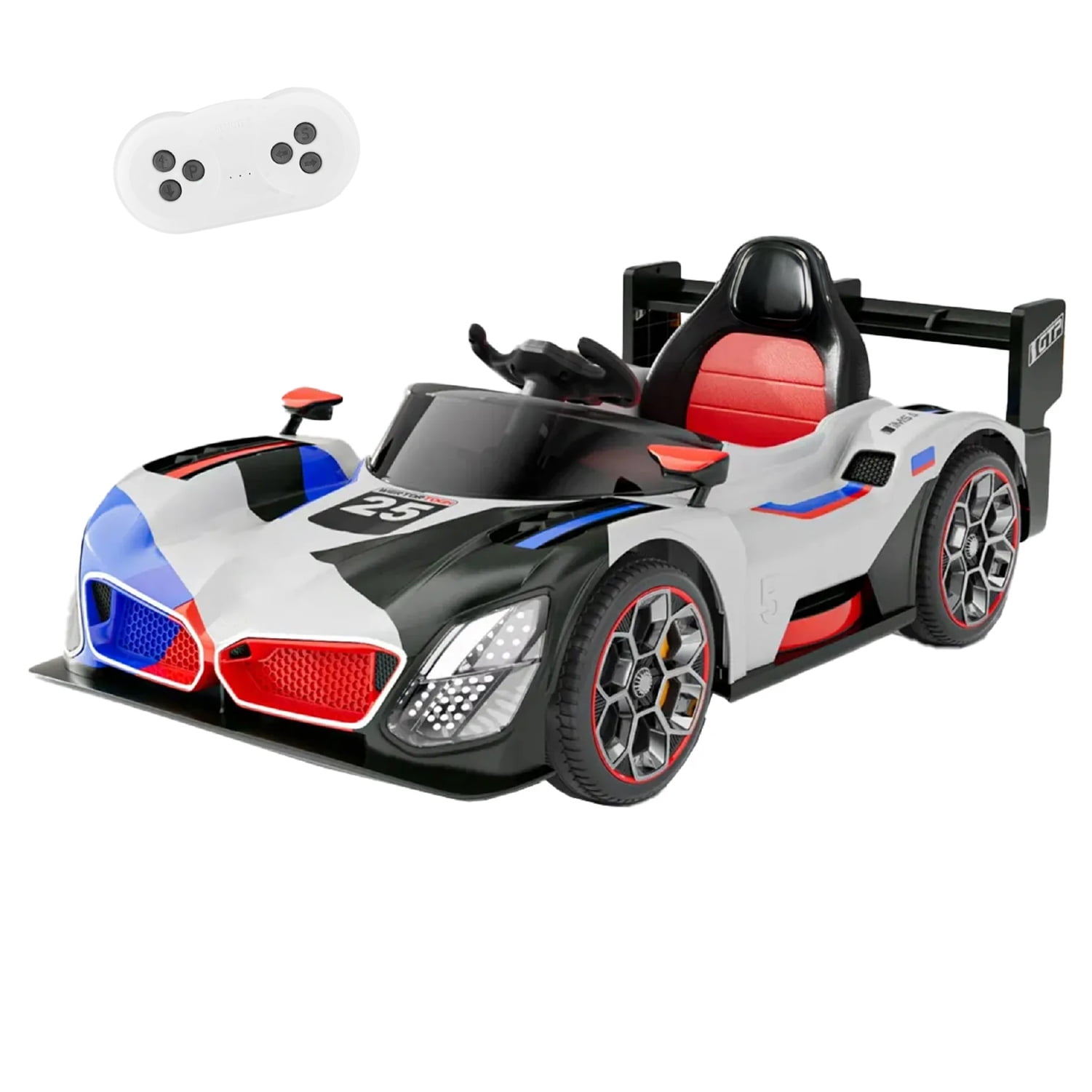 Mundo Online - Auto Eléctrico Niños Deportivo Con Control Luces Led Y Sonido Blanco