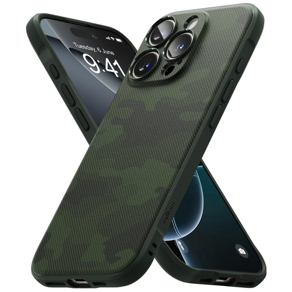 Funda de teléfono Ringke Onyx Camo Green para iPhone 16 Pro Max