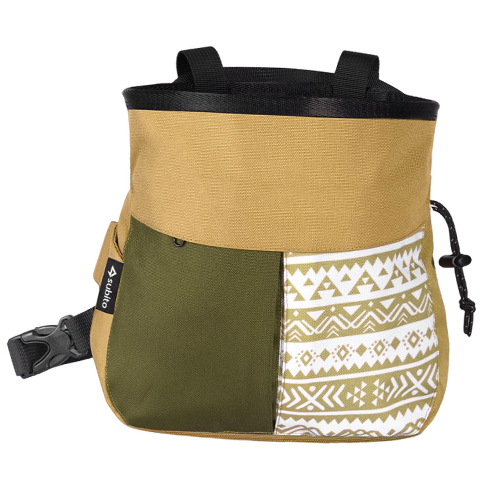 Magideal - Bolsa De Magnesio Para Escalada, Riñonera Oxford Ergonómica Con Cordón Versátil Y Construcción Robusta Para Búlder, Gimnasios, Alimentación De Mascota Caqui Pequeño