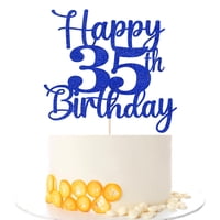Decoración Para Tartas Kaoenla Glitter Happy 35Th Birthday, Azul