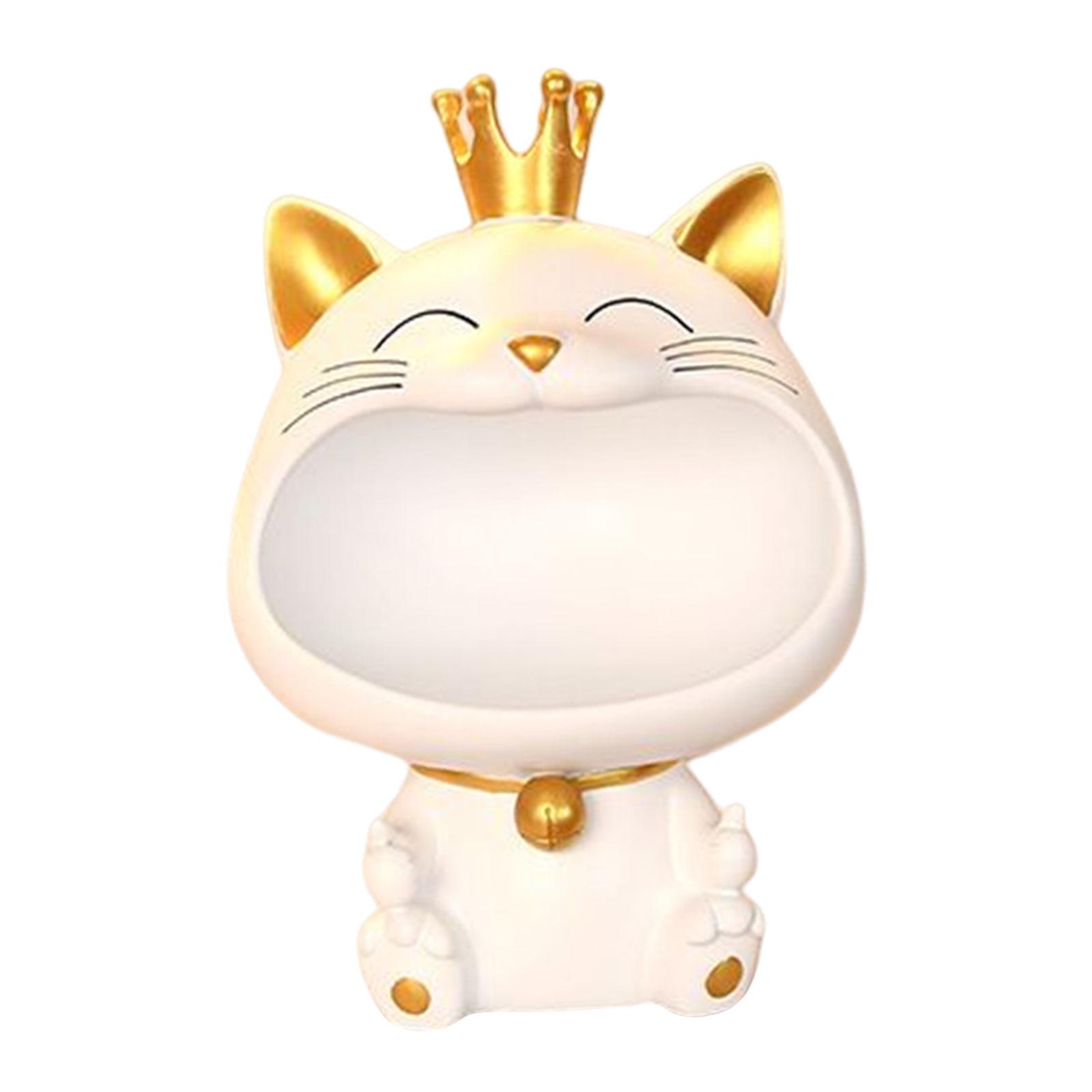 Bothyi - Figura De Gato Caja De Almacenamiento Novedad Escultura De Resina Estatua De Gato De La Suerte Decoración Estilo B Blanco