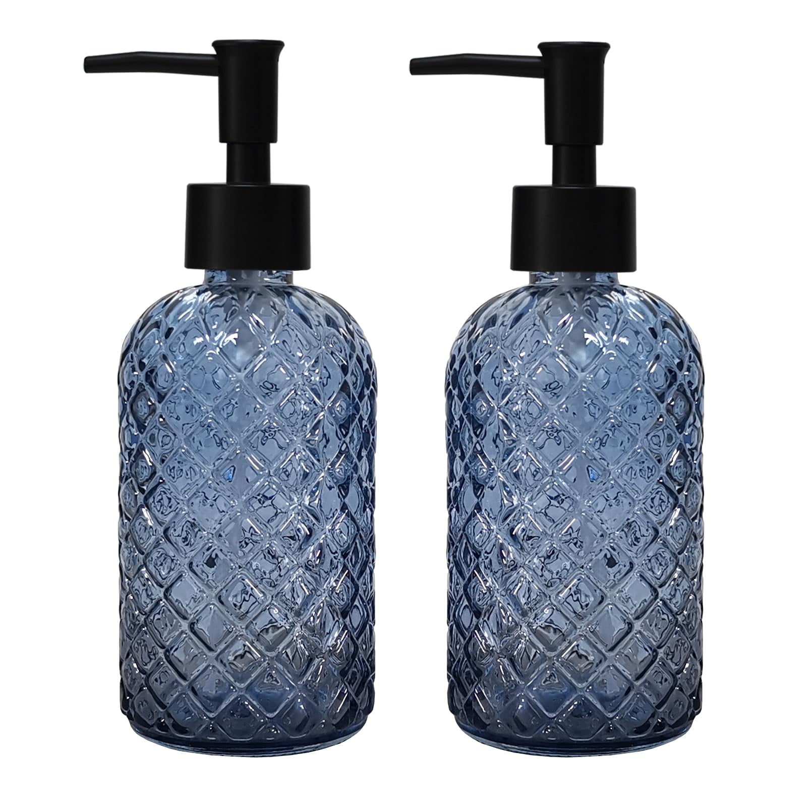 Yytsgg - Juego Dispensador De Jabón De Vidrio Azul De 350 Ml Recargable Paquete De 2