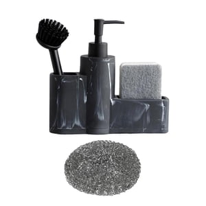 Magideal - Dispensador De Jabón De Cocina Con Soporte Para Esponja, Organizador De Baño, Encimera Con Compartimento, Dispensador De Jabón Líquido Para Manos Para Negro