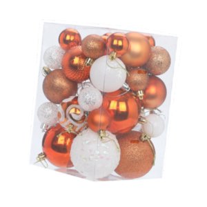 Magideal - 36 Piezas De Adornos Para Árboles De Navidad, Decoración Navideña, Adornos De Bolas Navideñas Para Coronas, Celebraciones, Aniversarios, Año Nuevo, Pu Naranja Blanco