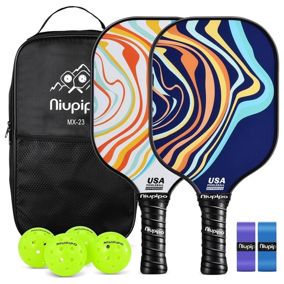 Set de palas de pickleball niupipo de fibra de vidrio blanco y naranja