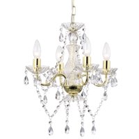 Candelabro Lalula Mini De Cristal Dorado Envejecido De 4 Luces