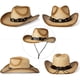 thumbnail image 3 of Sombrero de paja vaquero Western Estilos Round Up para mujer, sombreros de playa con ala moldeable Fedoa, 93559_caqui, mediano, 3 of 6