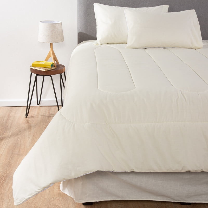 Arthome - Plumón Bicolor Beige Blanco 1.5 Plazas