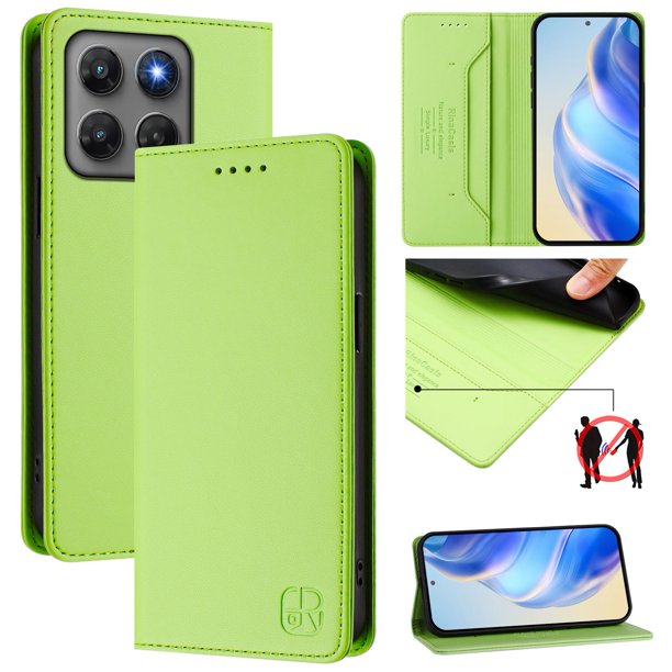 Funda Billetera con Soporte para Motorola Moto G37/G37 Power Bloqueo RFID Plegable Verde claro