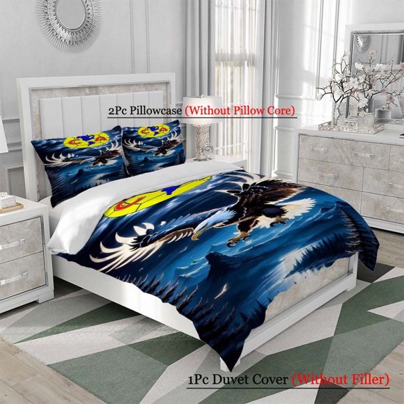 Bald Eagle Spreading Wings Club Am\u00E9ricaf Logo Creative Art Pattern Three-Piece Set Soft And Comfortable bedding Available in All Seasons