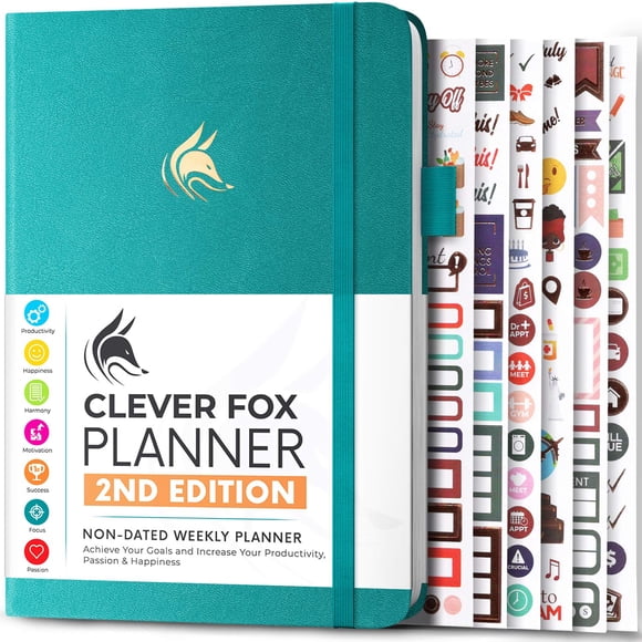 Planner Clever Fox, segunda edición, multicolor, tamaño A5, turquesa