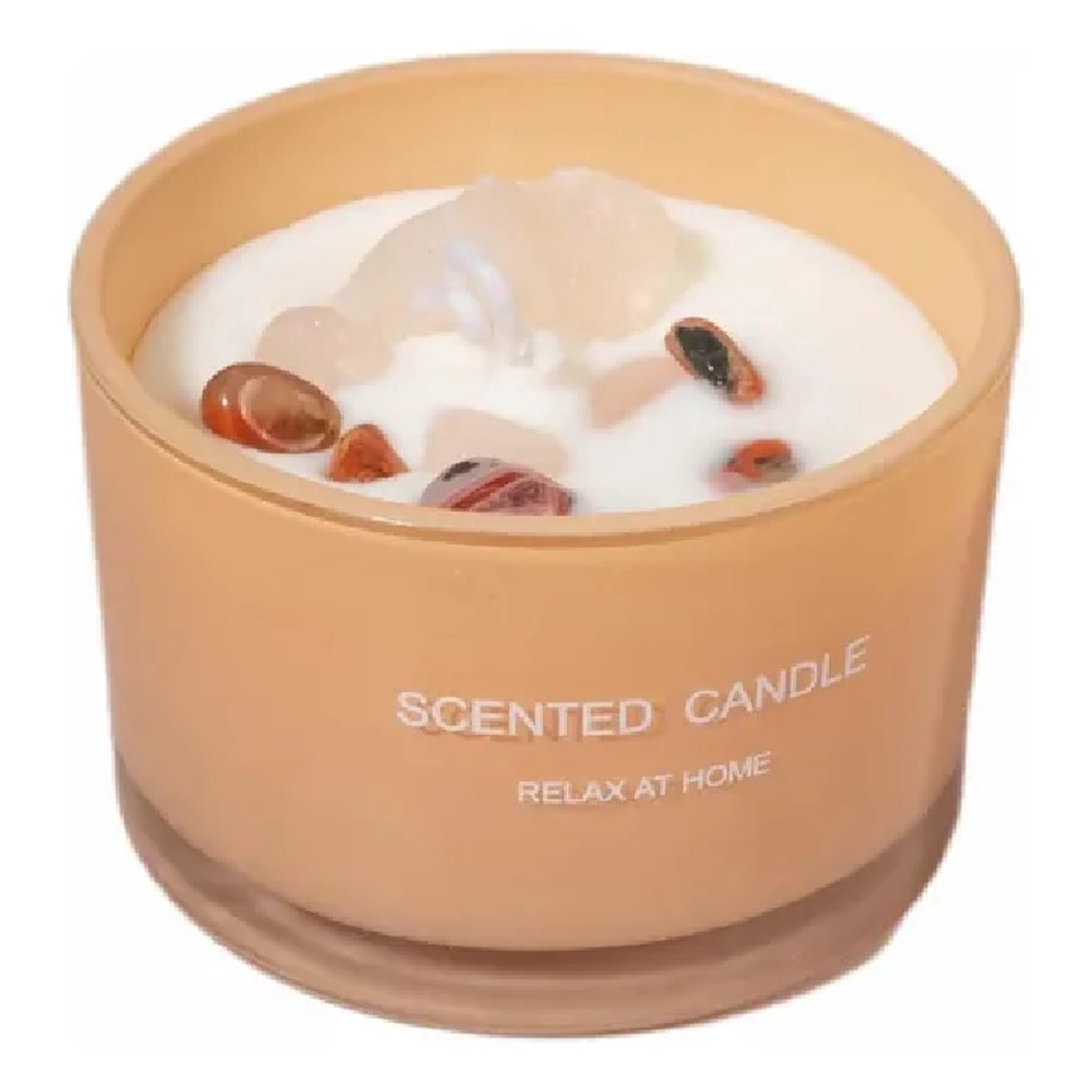 Genérico - Vela Aromática Decorativas Con Piedras Y Cuarzos, Color Beige