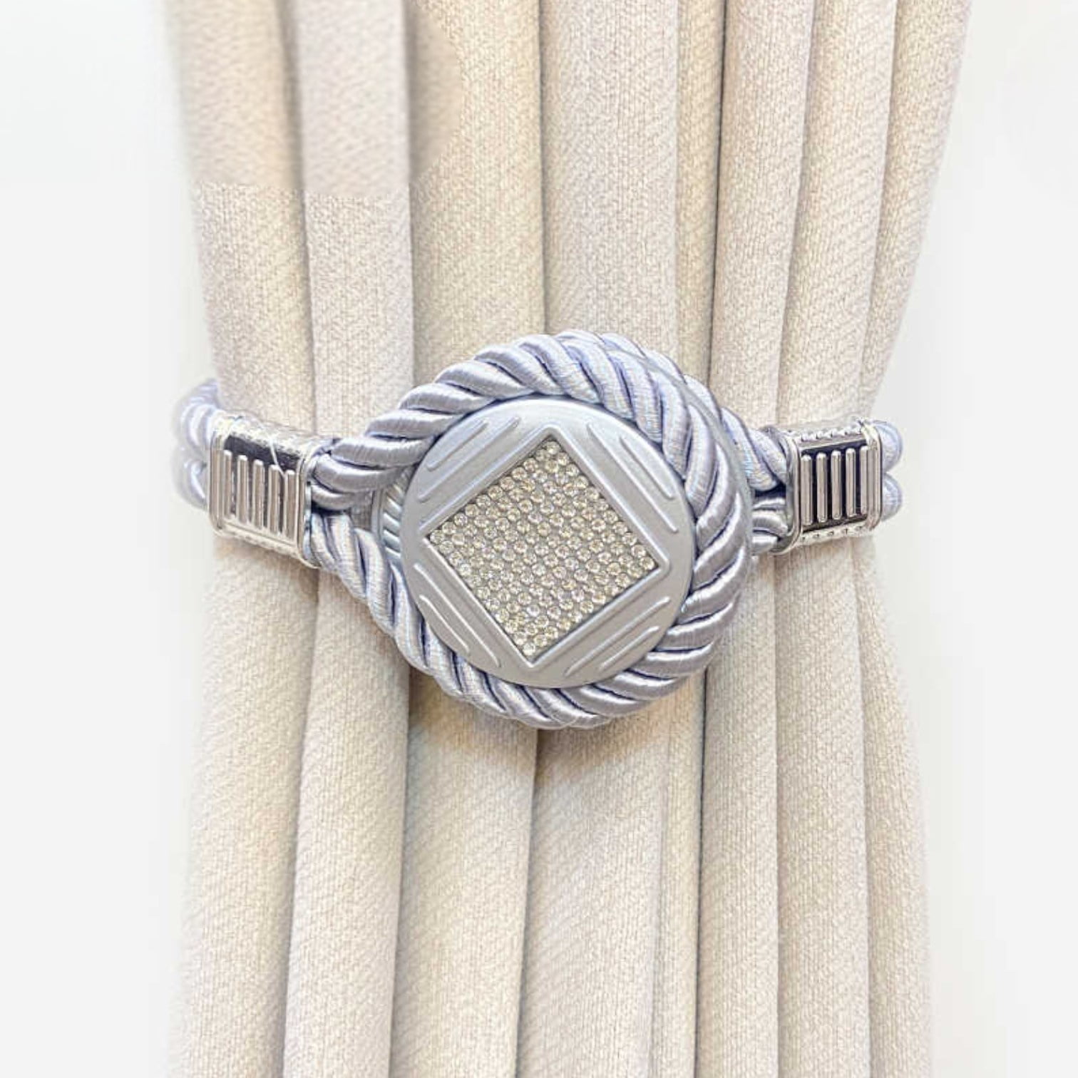 Pack De 02 Sujetadores Magnéticos Para Cortinas Joyas Gris