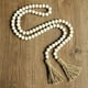 thumbnail image 4 of 1pc, Wood Bead Garland With Tassels(58"), Farmhouse Beads Rustic Country Decor, Prayer Boho Beads Wall Hanging Decoration (Nature), Summer Decor, Summer Supplies, Party Decor, Party Supplies, Birthday, 4 of 4