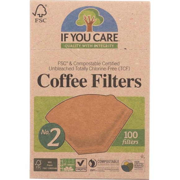 Filtros de café If You Care N.º 2 sin blanquear, 100 unidades