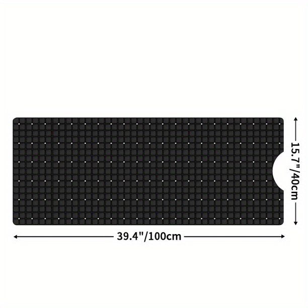 1pc Extra Long Bathtub Mats, Non-Slip Shower Mat With Suction Cups And Drain Holes, Machine Washable Bathroom Mat, 15.7" X 39.4", Bathroom Accessories