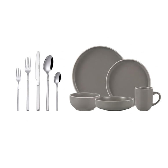 Juego de Loza 30pcs Bruselas + Cuchilleria 30pcs Puglia