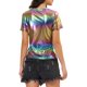 thumbnail image 3 of INSPIRE CHIC Tops de Fiesta Brillantes de Manga Corta Texturizados Metálicos de Halloween para Mujer XS Coloridos, 3 of 8