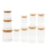 Genérico - Set 10 Frascos Hermeticos Despensa Vidrio Con Tapa Bambu