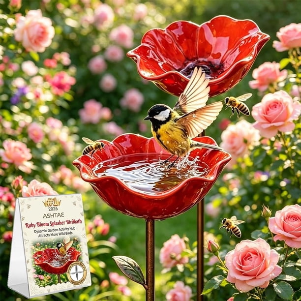 Estaca jardín flor metal hecha mano baño pájaros estación riego polinizadores abejas mariposas