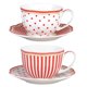 thumbnail image 1 of Taza y platillo para té y café Grace Teaware Red Dot Stripes, 1 of 5