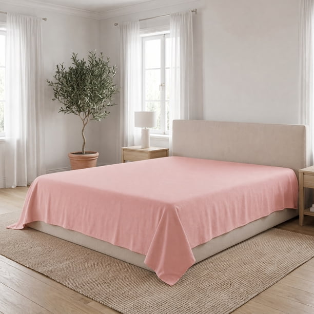Sábana de poliéster REGALWOVEN, sábana plana suave, ropa de cama sin arrugas para dormitorio rosa 1