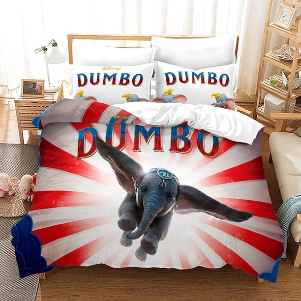 Cartoon Dumbo 3D Print Bedding Set Elephant Duvet Cover Set Soft Quilt Cover Pillowcase Home Textile Twin Full Queen King Bed Sheets