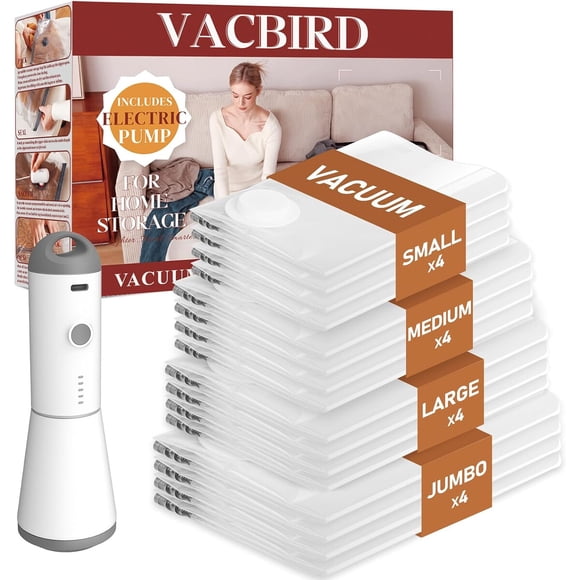 Bolsas al Vacío Vacbird X7 16 unidades 4 tamaños con bomba 4000 Pa