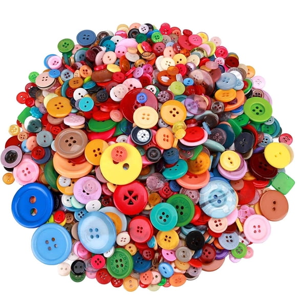 Botones de resina Greentime, 1500 unidades, colores variados, tamaños variados