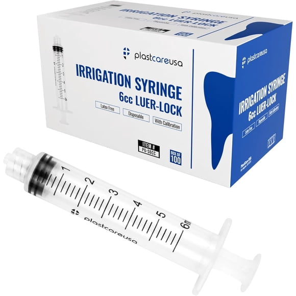 Jeringa Luer Lock 6 ml PlastCare USA Caja 100 Unidades