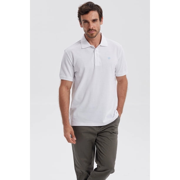 Polera Hombre Piqué Básica Lisa Blanco - ll