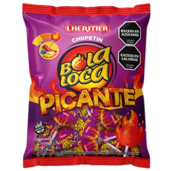 Bolsa Chupetin De Caramelo Bola Loca Picante, 384 g
