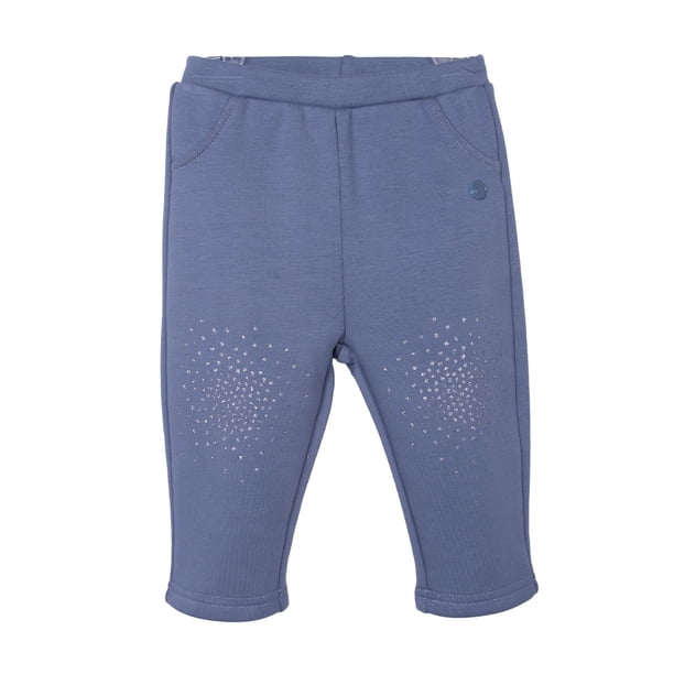 Calza Bebé Niña Térmica Estampado Brillos Azul piedra