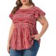 thumbnail image 4 of Agnes Orinda Blusa de Talla Grande para Mujeres Escuela Universidad Boho Estampado Floral Cuello Redondo Mangas con Volantes Camisas 1X Burdeos, 4 of 6