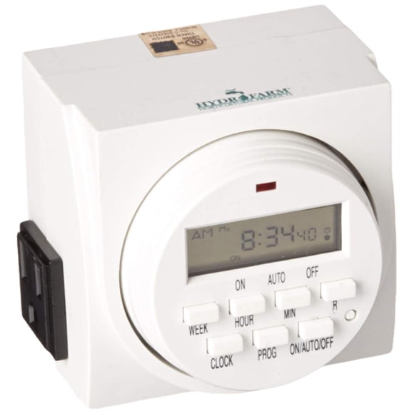 Piloto automático Timer Hydrofarm de doble salida para 7 días, 1725 W, 15 A