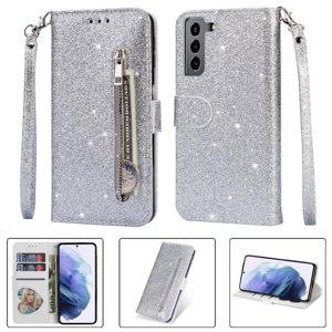 Funda Para Foxdock Elegante Funda Samsung Galaxy S21 5G Glitter Con Cremallera-Ideal Para El Uso Diario