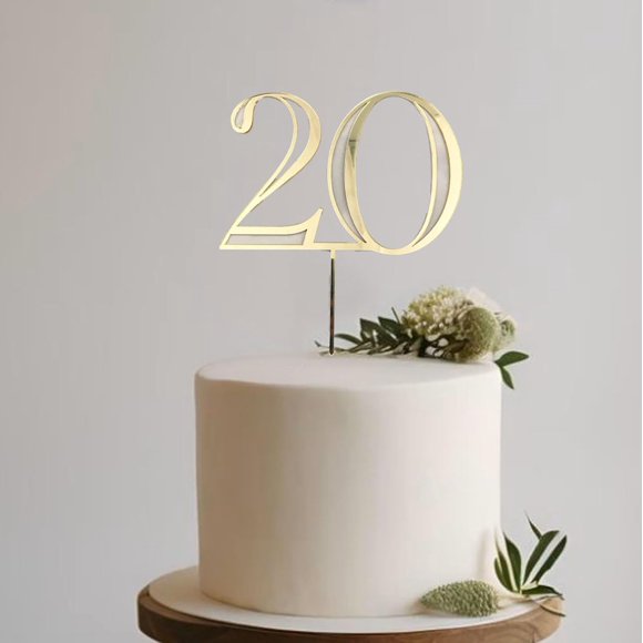 Adorno para tartas Snlioek, acrílico, para fiesta de cumpleaños número 20