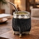 thumbnail image 3 of Mate Torpedo Negro de Calabaza con Virola Cincelada negro Hoja, 3 of 6