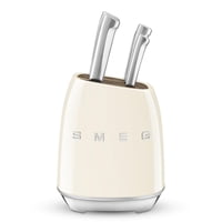 Juego De Cuchillos Smeg De Acero Inoxidable Con Bloque De Madera De Acacia