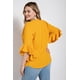 thumbnail image 2 of Saronite Camiseta con Mangas Acampanadas con Volantes, Detalle Plisado en la Parte Delantera y Mangas de Color Liso, Dorada (para Mujer), 2 of 2