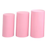 Bothyi - 3 Piezas De Cubiertas De Soporte De Caja De Exhibición De Pedestal Cilíndrico Suaves Para Boda Rosa