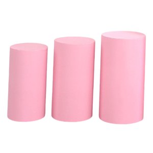 Bothyi - 3 Piezas De Cubiertas De Soporte De Caja De Exhibición De Pedestal Cilíndrico Suaves Para Boda Rosa