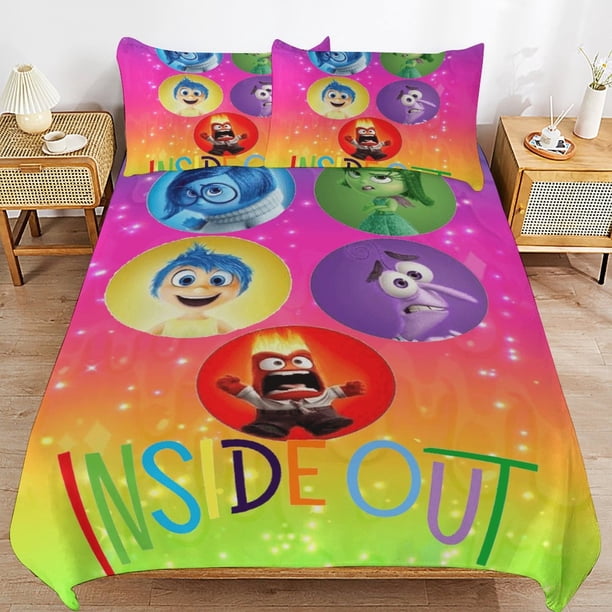 x516 Inside Out 2 Bed Duvet Cover Microfiber Bedding Sets 3D Printed Lightweight 3 Piece Comforter Sets, 1 Duvet Cover And 2 Pillow Shams for Kids Boys Girls 90"x90" jn516