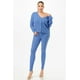 thumbnail image 2 of Saronite Conjunto de Dos Piezas de Punto Acanalado con Cuello en V, Manga Larga y Cable, Cárdigan y Pantalón Largo, Color Azul Cielo (para Mujer), 2 of 2