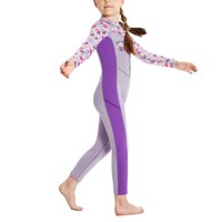 Magideal - Traje De Neopreno Para Niños Y Niñas, Traje De Baño De Neopreno De 2Mm, Trajes Térmicos Completos Para Surf, Natación, Deportes Acuáticos Fríos, Kayak , Púrpura M