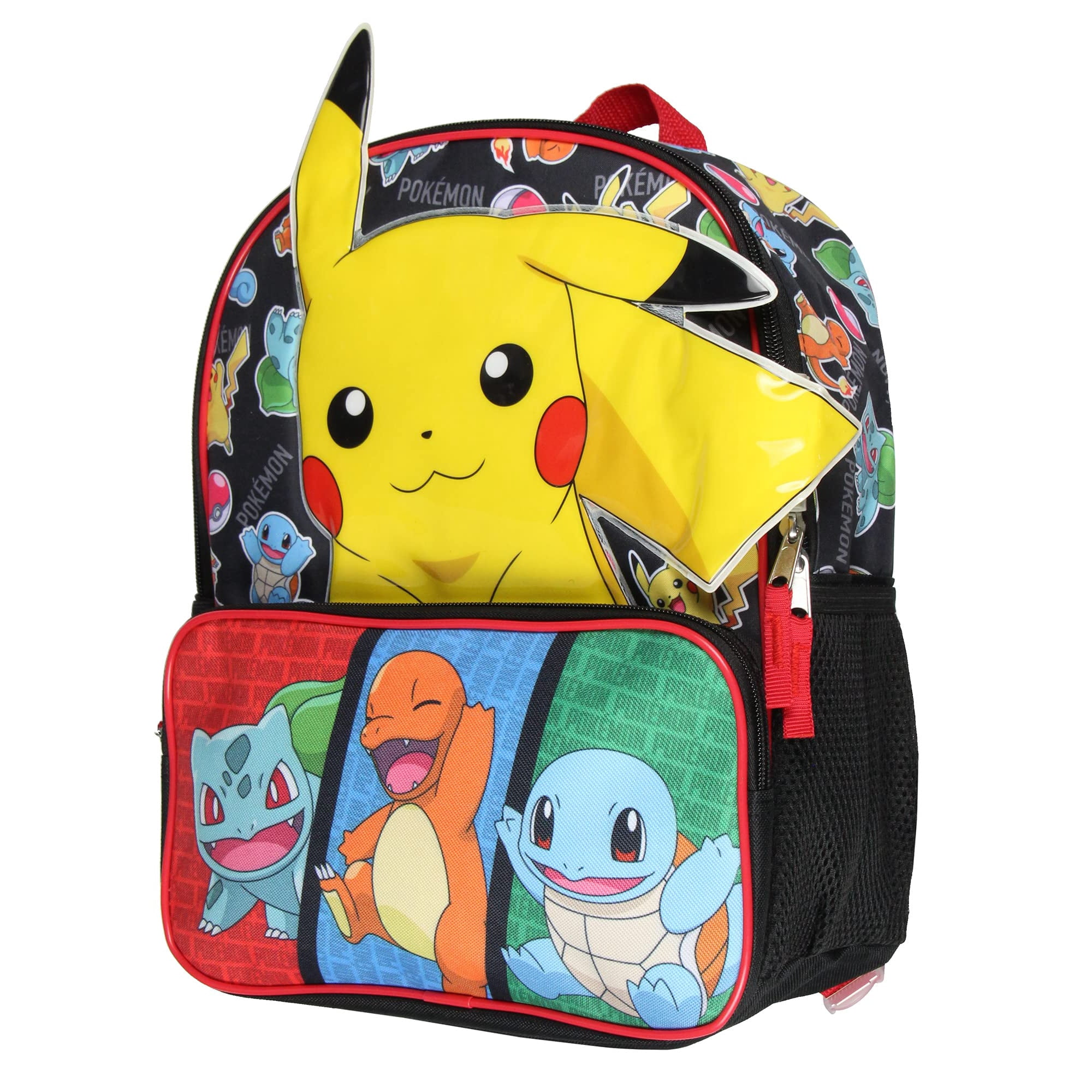 Mochila Bioworld Pokémon 3d Pikachu Bulbasaur Squirtle 14 Pulgadas