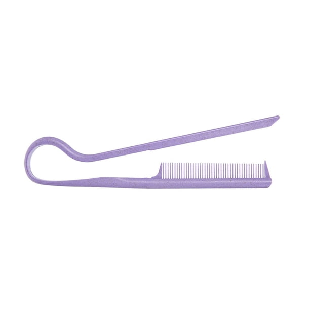 Peine alisador de cabello para cabello nudoso, profesional, peine de hierro plano, peine recto en forma de V para peluquería, salón de casa, peluquero Violeta