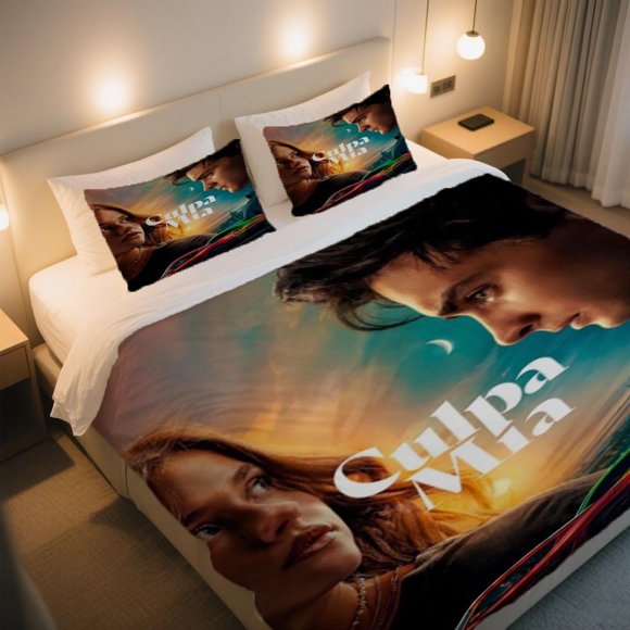 Culpa M\u00EDa Poster Printed Duvet Cover Set: Encounter the Romance of Cherry Blossom Festival! Bedding with Vibrant Digital Prints Machine Washable