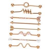 Magideal - 8 Piezas Industrial Barbell Stud Pendiente Pendiente Unisex